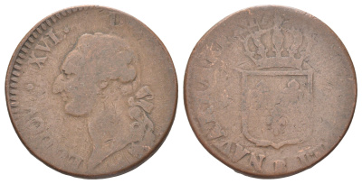 Франция 1 соль 1777-1791 Людовик XVI (1774-1792) KM 578 медь 4707-722