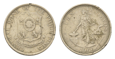Филиппины 10 сентаво 1966 KM 188 медь цинк никель 4640-352