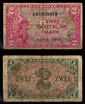 ФРГ 2 марки 1948 Pick 2 a бумага 8615-41-1-1