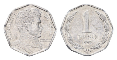 Чили 1 песо 1992 KM 231 алюминий UNC 4689-155
