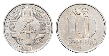 ГДР 10 пфеннигов 1963 A KM 10 алюминий UNC 4695-1025