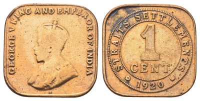 Стрейтс-Сетлментс (Стрейтс Сетлментс) 1 цент 1920 Георг V (1910-1936) KM 32 бронза 4697-1252