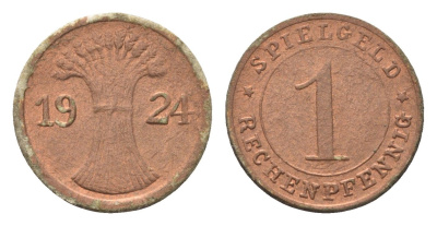 Германия игровой жетон в 1 рентенпфенниг 1924 диаметр 17 мм картон 4702-929