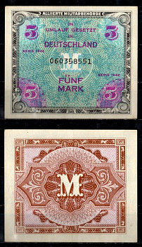 Германия, оккупация союзниками 5 марок 1944 Pick 193 a бумага 8615-11-1-2