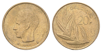 Бельгия 20 франков 1992 Belgique, Бодуэн I (1951-1993) KM 159 никель латунь 4704-1231