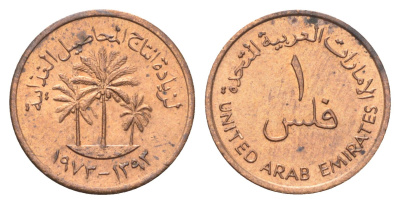 ОАЭ 1 филс 1973 KM 1 бронза UNC 4697-1056