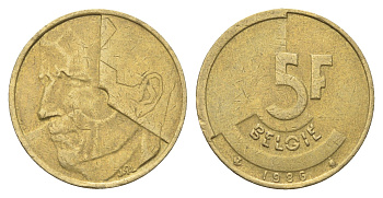 Бельгия 5 франков 1986 Belgie, Бодуэн I (1951-1993) KM 164 медь алюминий никель 4706-235