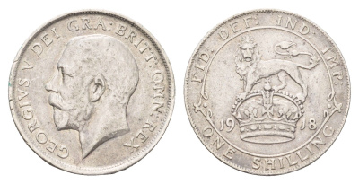 Великобритания 1 шиллинг 1918 Георг V (1910-1936) KM 816, Spink 4013 серебро 413-4921