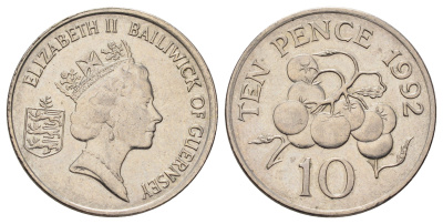 Гернси 10 пенсов 1992 Елизавета II (1952-2022), помидоры KM 43.2 медно-никель 4666-314