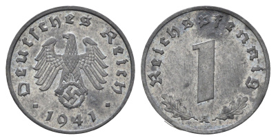 Германия 1 рейхспфенниг 1941 A KM 97, J. 369 цинк 4682-929