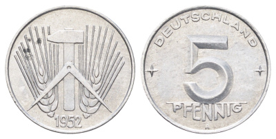 ГДР 5 пфеннигов 1952 A KM 6 алюминий 4697-613