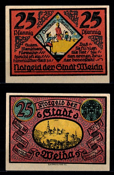 Вейда (Тюрингия) 25 пфеннигов 1921 DeNG 2# 1391.2-2/8 бумага 2193-5-3-1