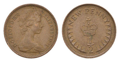 Великобритания 1/2 пенни 1976 Елизавета II (1952-2022) KM 914, Spink 4239 бронза 4697-919