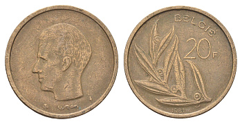 Бельгия 20 франков 1981 Belgie, Бодуэн I (1951-1993) KM 160 никель латунь 4704-1247