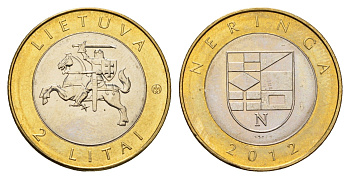 Литва 2 лита 2012 Курорты Литвы - Неринга KM 185.1 биметалл UNC 4695-445