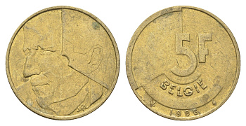 Бельгия 5 франков 1986 Belgie, Бодуэн I (1951-1993) KM 164 медь алюминий никель 4706-247