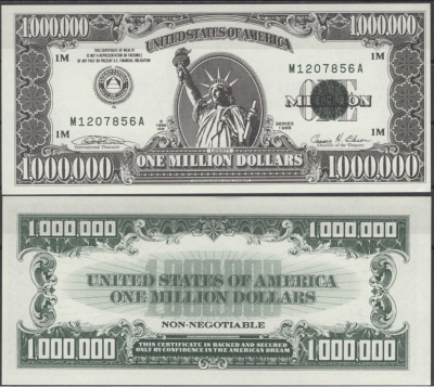 США 1000000 долларов 1988 статуя свободы бумага UNC (пресс) 7197-31-2