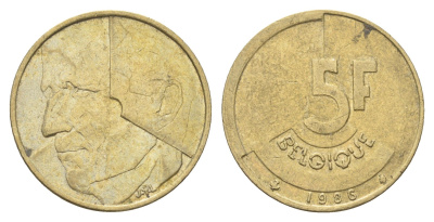 Бельгия 5 франков 1986 Belgique, Бодуэн I (1951-1993) KM 163 медь алюминий никель 4706-152