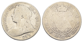 Великобритания 1/2 кроны 1894 Виктория (1837-1901) KM 782, Spink 3938 серебро 413-3535