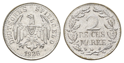 Германия игровой жетон в 2 рейхсмарки 1926 диаметр 24,5 мм, вес 0,6 гр картон 4704-247