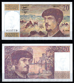 Франция 20 франков 1980 Pick 151 a бумага aUNC 8611-27-1-2
