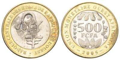 Западная Африка (ВСЕАО) 500 франков 2005 медальное соотношение KM 15.1 биметалл UNC 4127-1913