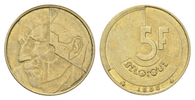 Бельгия 5 франков 1986 Belgique, Бодуэн I (1951-1993) KM 163 медь алюминий никель 4706-214