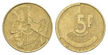 Бельгия 5 франков 1986 Belgique, Бодуэн I (1951-1993) KM 163 медь алюминий никель 4706-151