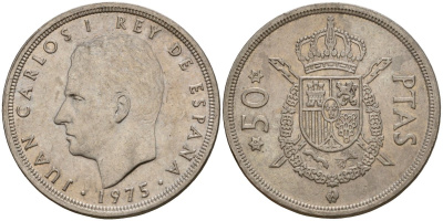 Испания 50 песет 1975 (78) Хуан Карлос I (1975-2014) KM 809 медно-никель 4599-121