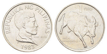 Филиппины 1 писо (песо) 1983 Хосе Рисаль KM 243.1 медно-никель UNC 4706-834