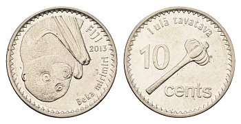 Фиджи 10 центов 2013 Елизавета II (1952-2022), булава KM 333 сталь плакированная никелем UNC 4697-739