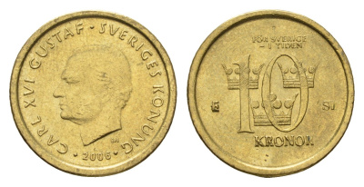 Швеция 10 крон 2006 Карл XVI Густав (1973-) KM 895 нордик 4656-312