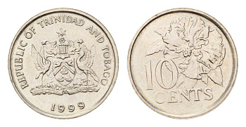 Тринидад и Тобаго 10 центов 1999 KM 31 медно-никель UNC 4689-1223